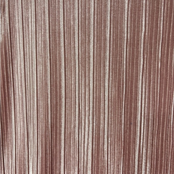 Mauve Pink Velveteen Fine Pleated Ruffle Sleeves Top XL - Picture 3 of 4